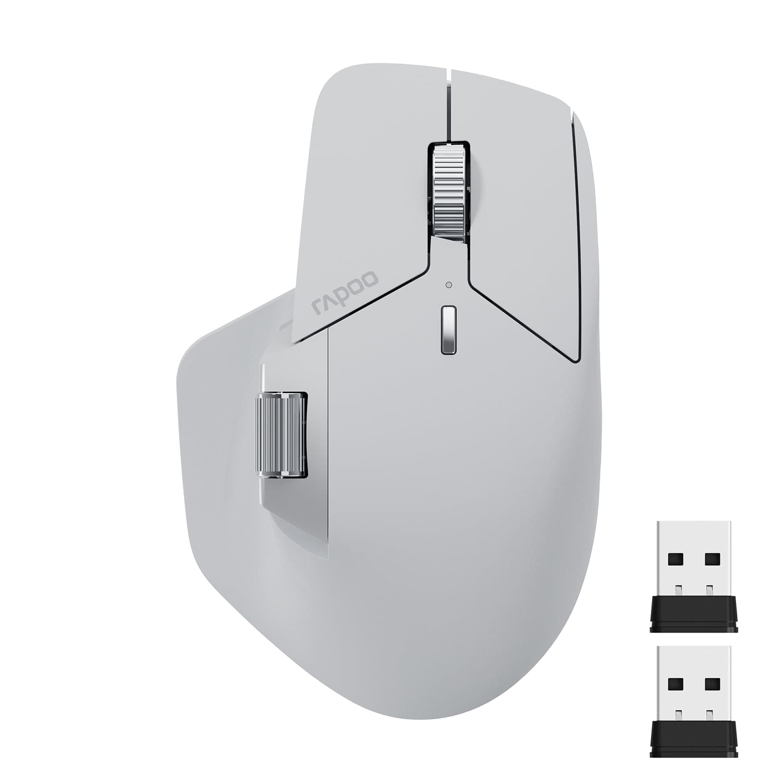 RAPOO MT760 Wireless Bluetooth Mouse - Bluetooth 5.0/2.4GHz Multi-Mode Connection Multi-Device Computer Mouse, M+ Cross Computer Technology, 11 Programmable Buttons, 90 Days Battery Life, Gray