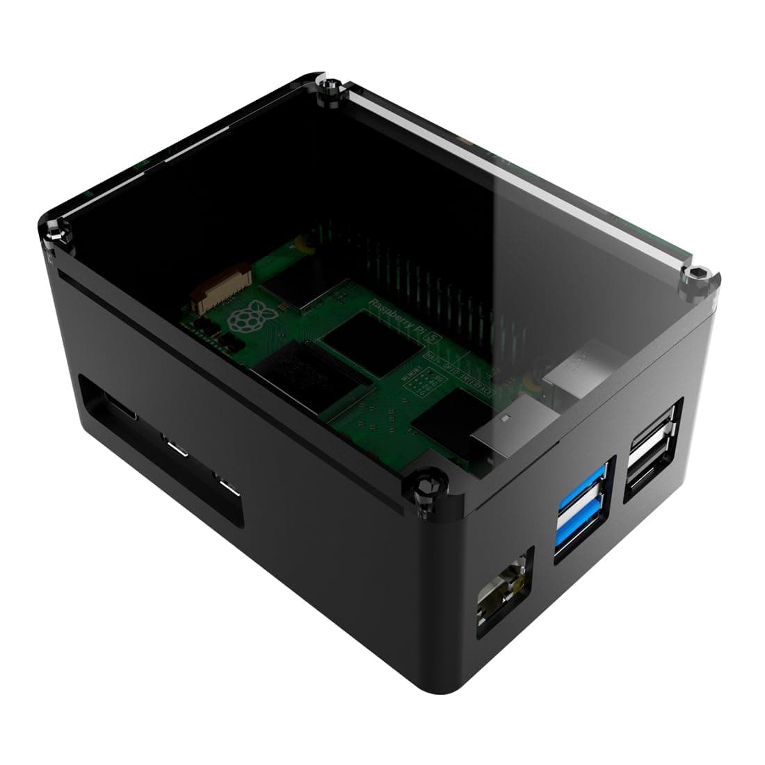 anidees Aluminum Extra High Pi case for Raspberry Pi 5 – Black (AI-PI5-BB-H)