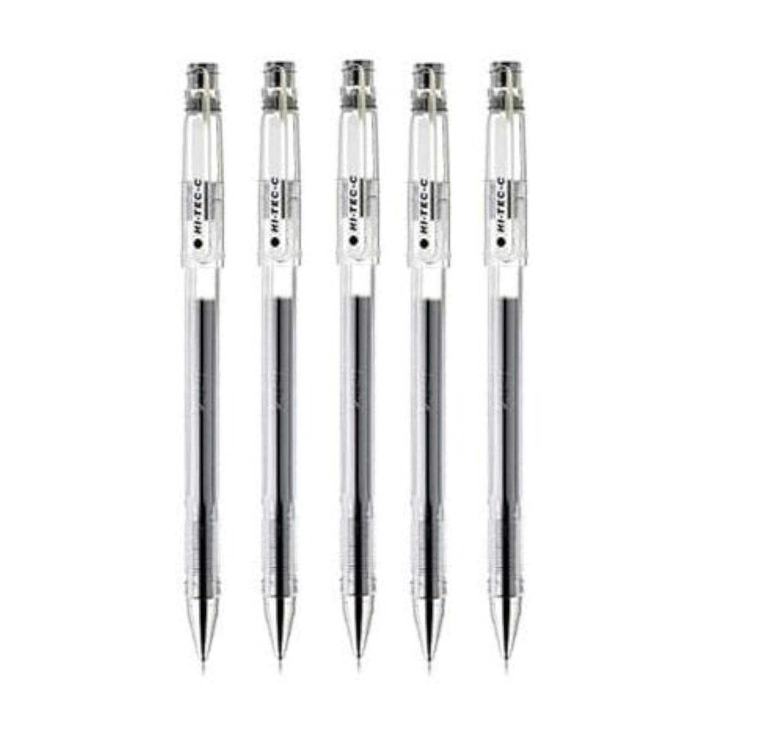 Hi-Tec-C 03 Gel Ink Pen, Micro Fine Point 0.3mm, Black Ink, LH-20C3, Value Set of 5