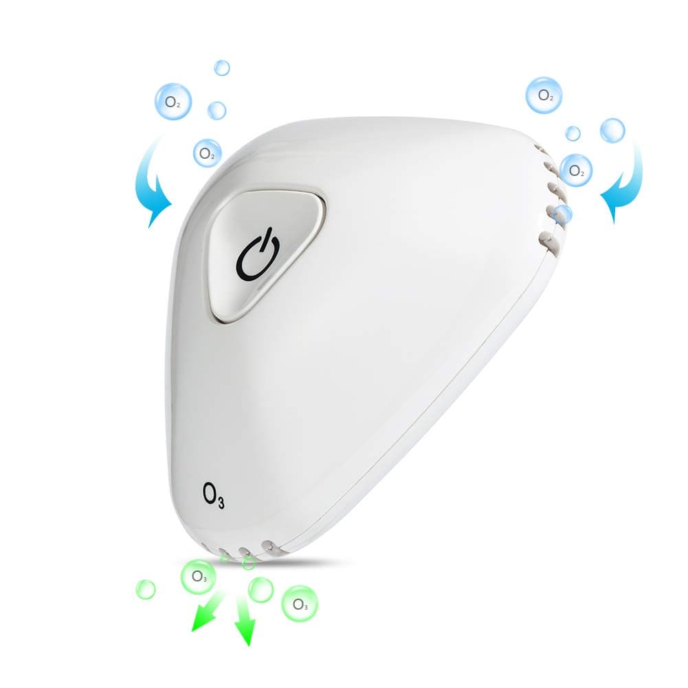 hanwey Mini Ozone Generator Deodorizer Air Purifier, USB Rechargeable Refrigerator Purifier Portable air Deodorizer for Small Space Home Car Shoes Closet Hunting Bag Clear Odor (White)