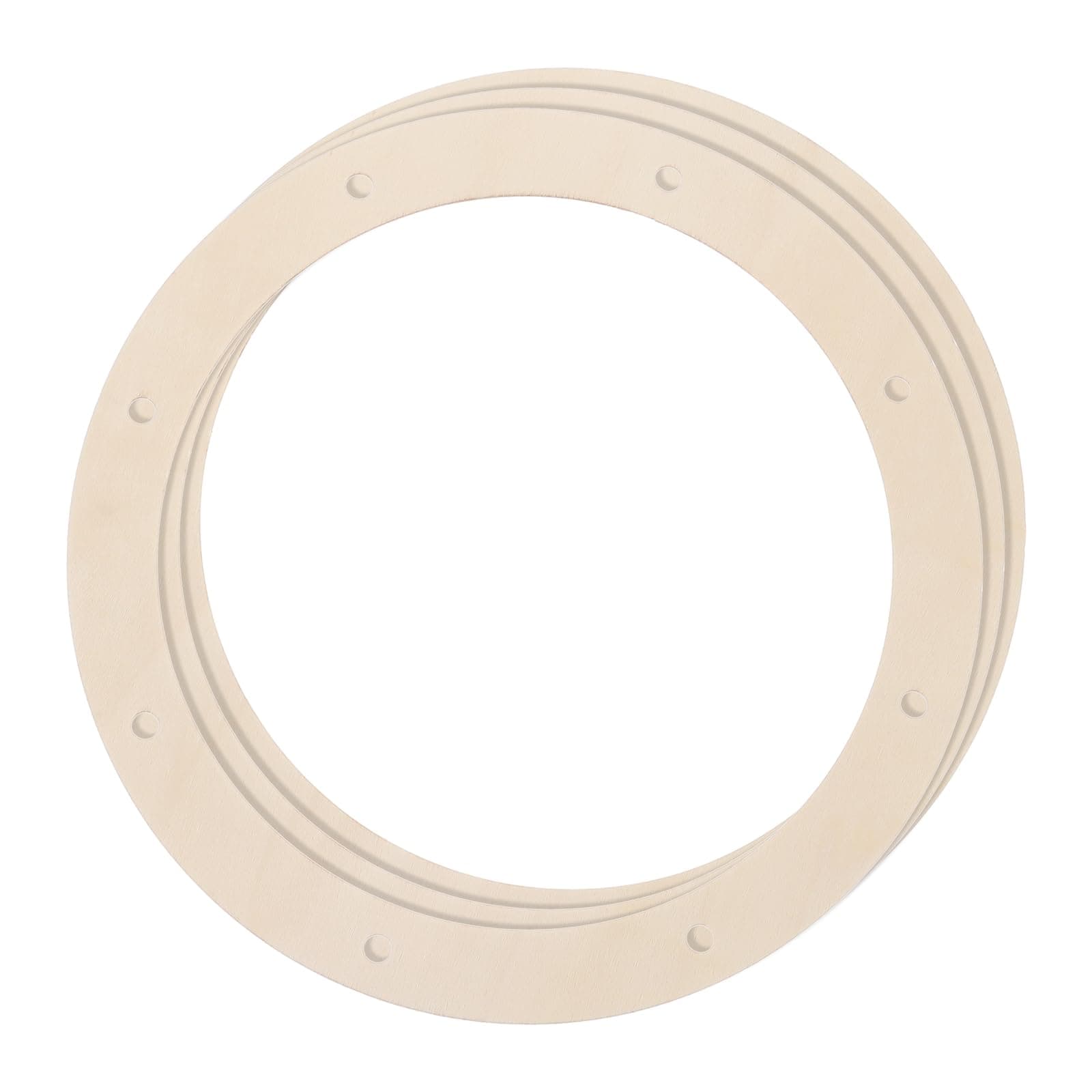 sourcing map3Pcs Wooden Wreath Frames, Round 9.8" OD/7.9" ID Unfinished Floral Hoop Rings for DIY Christmas Easter Crafts Wedding Holiday Wall Home Decor