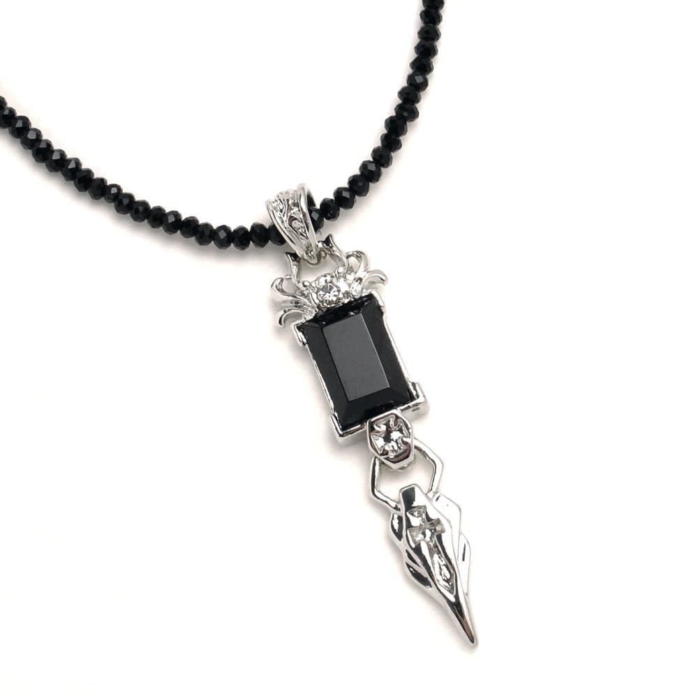 Unisex Black Glass Beads Dagger Pendant