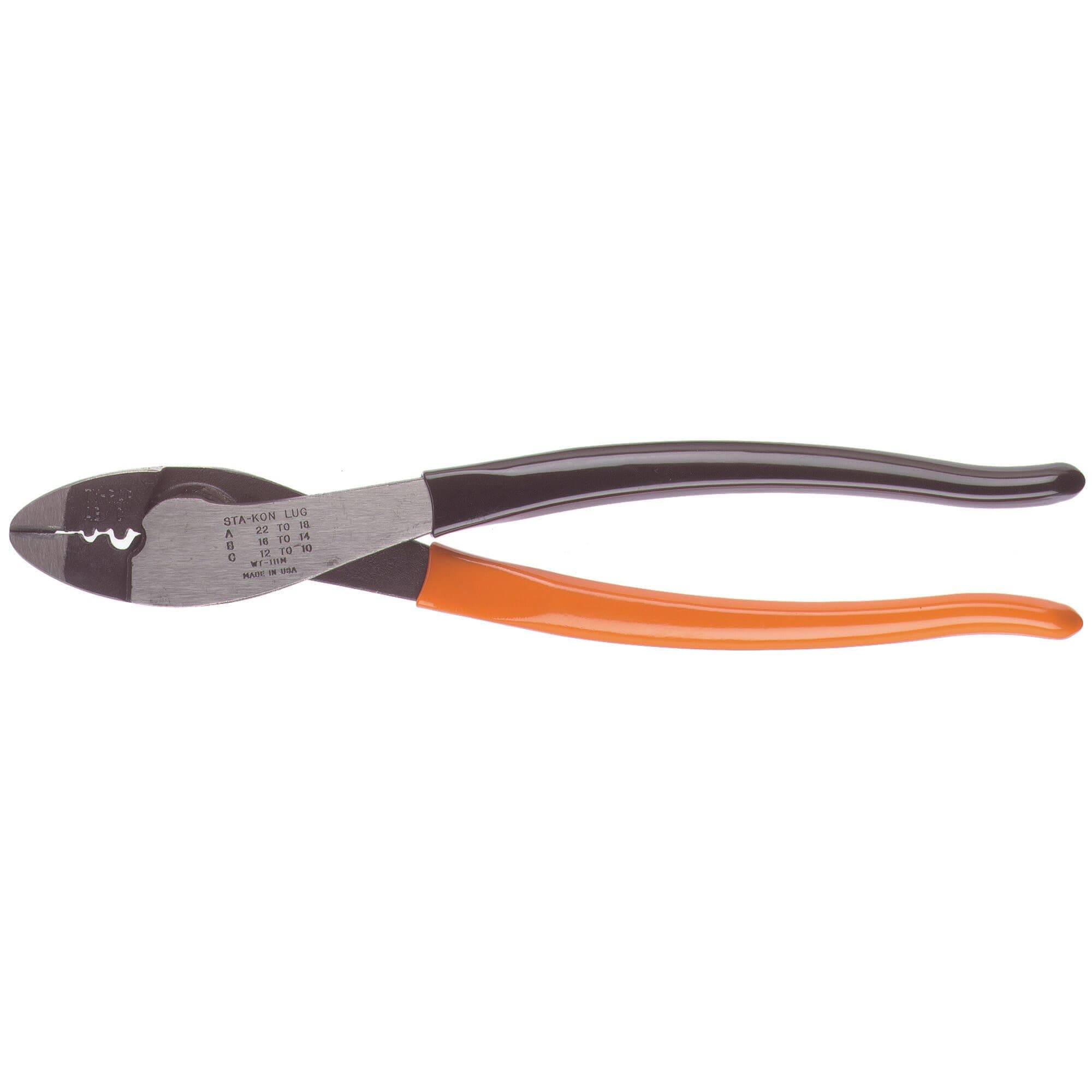 Sta-Kon WT111M Wire Crimping Pliers for Installing A, B, C, PT Non-insulated Terminals and Splices, Includes Wire Cutter