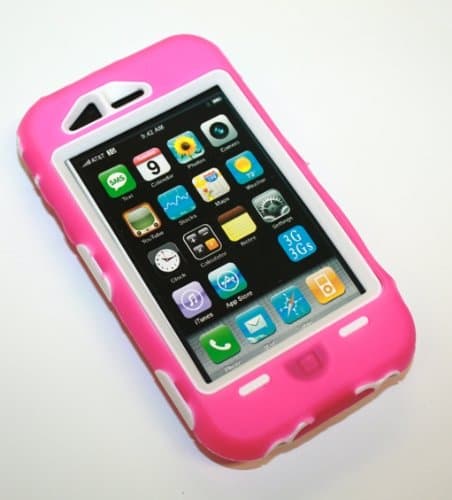 Super Case for 3g, 3gs iPhone, Hot Pink/White -