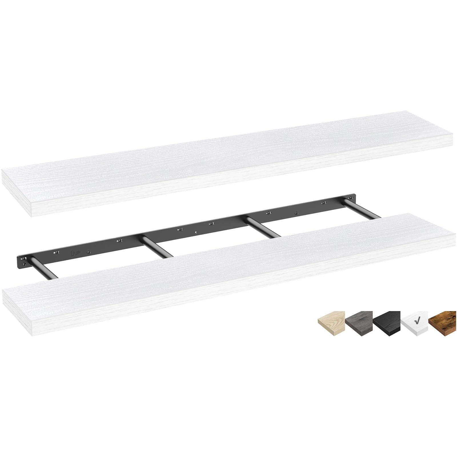 QEEIG Floating Shelves for Wall 55.1" Extra Long - Wall Mounted Shelf Bathroom Kitchen Living Room Bedroom Farmhouse Home Decor Display Bookshelf Large 55.1 x 9.3 inch Set of 2, White (008-140W)