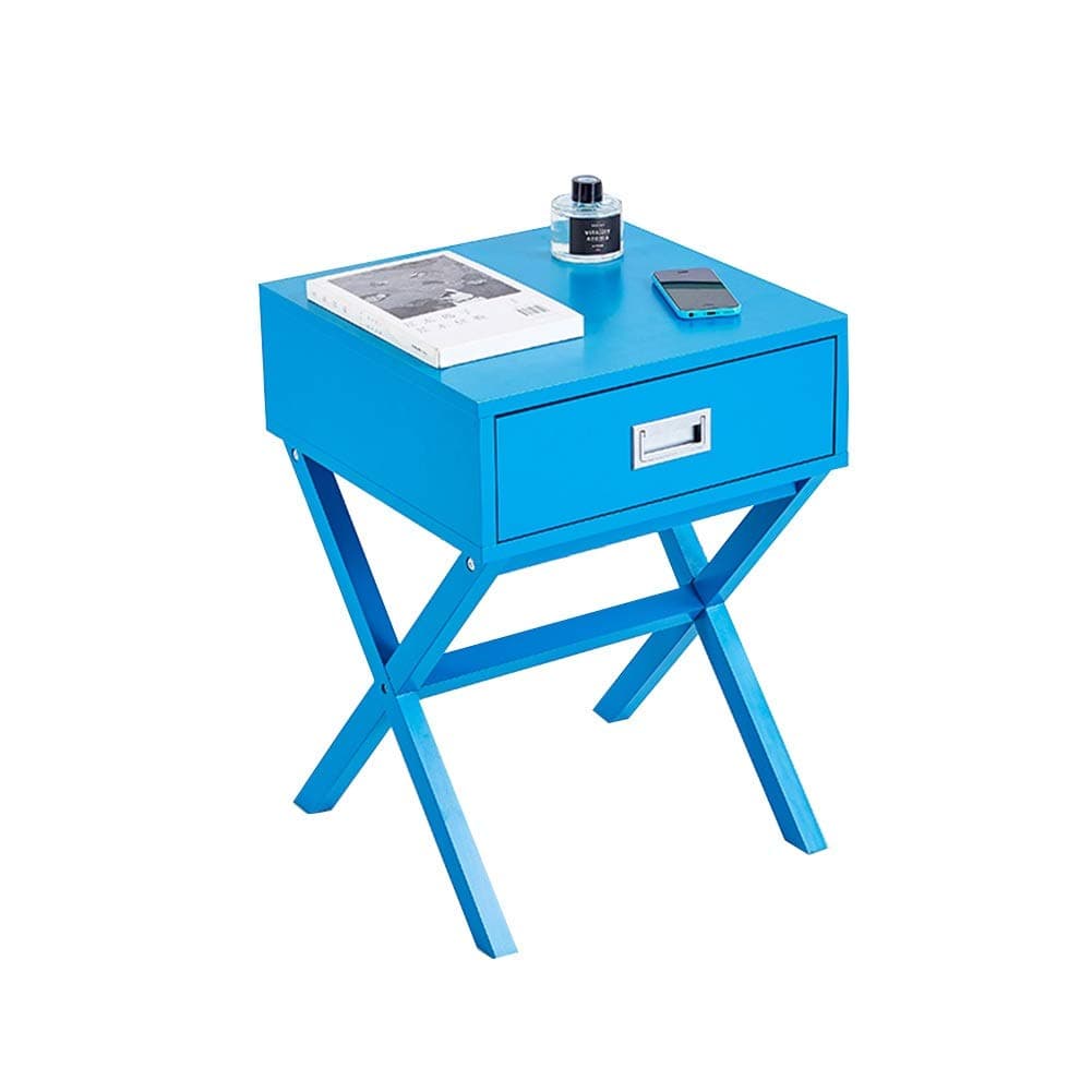 ZHAOYONGLI Tables,End Tables,Side Table Side Table Desk End Bedside Snack Coffee Bistro Square Coffee Table, Coffee Table with Drawers, Wooden Phone Table (Color : Dark Blue, Size : 4055cm)