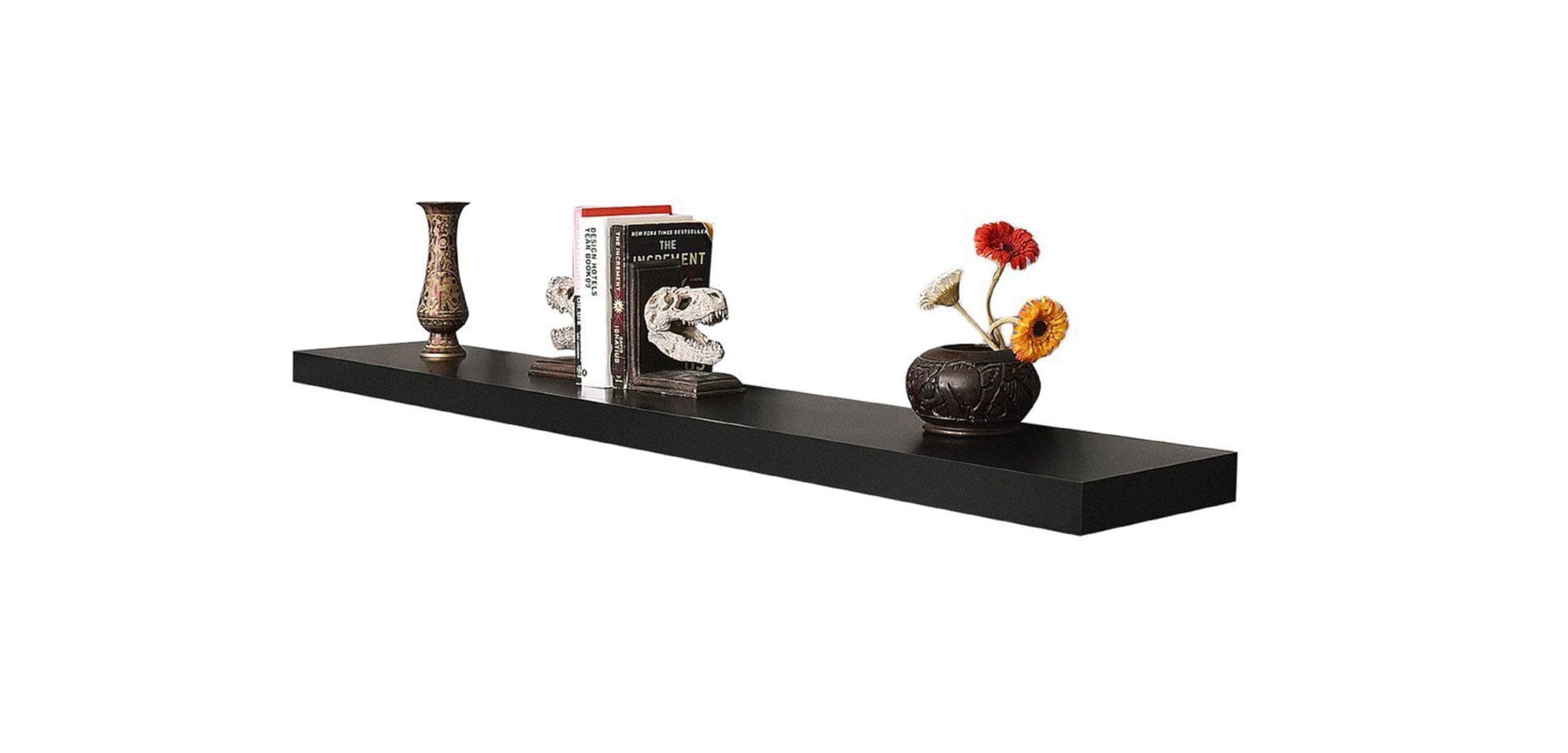 FEELINGS Wall Shelf, Floating Rectangular, 40cm (BLACK)