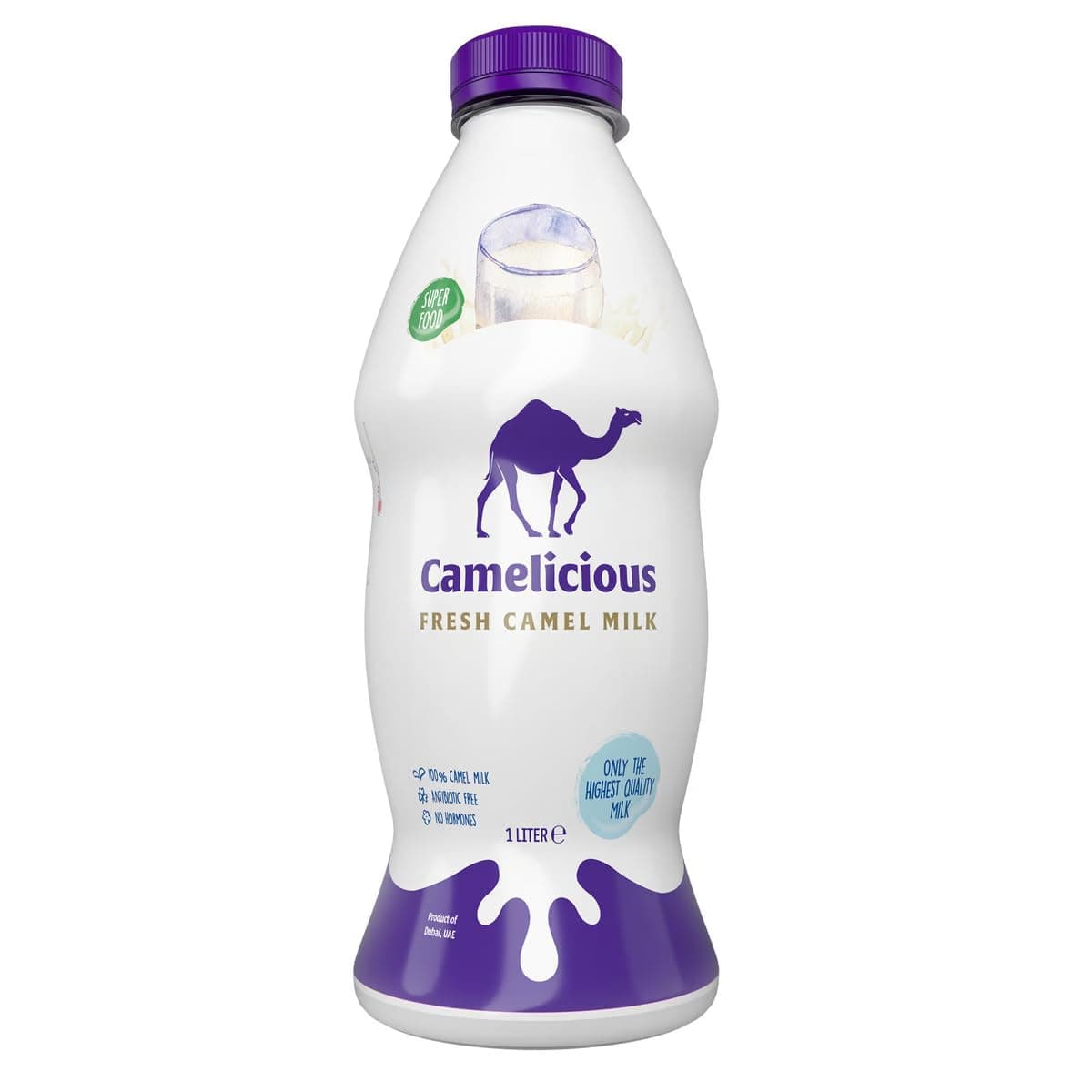 Camelicious Camel Milk 1Litre, 100% Natural, Pasteurized, Whole, Unflavored, Bottle