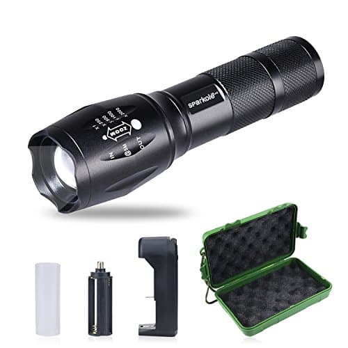 SPARKOLE LED Tactical Flashlight- 5 Modes, 1000 High Lumen, IPX6 Water Resistant, Zoomable Handheld Light - Outdoor Emergency, Camping, Hiking (W/O Battery)