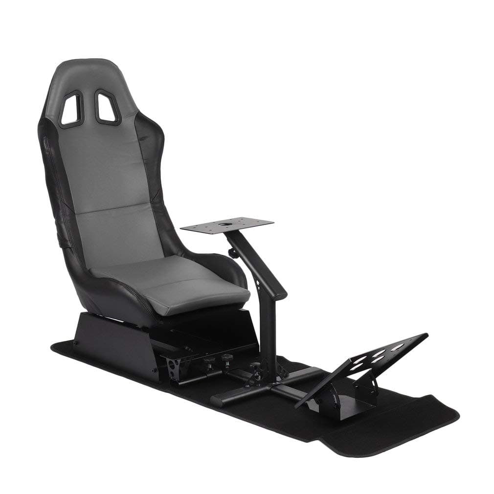 Racing Simulator Seat with Steering Wheel Support Durable Driving Seat (Black)
