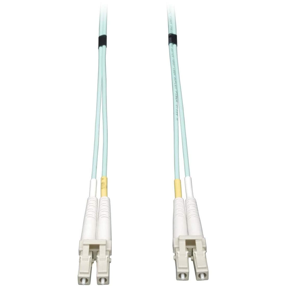 Duplex Multimode 50/125 OM3 Fiber Patch Cable, LC/LC Connectors, Up to 10 Gigabit Speeds, Aqua LSZH, 6 Feet / 2 Meters, Lifetime Warranty (N820-02M)
