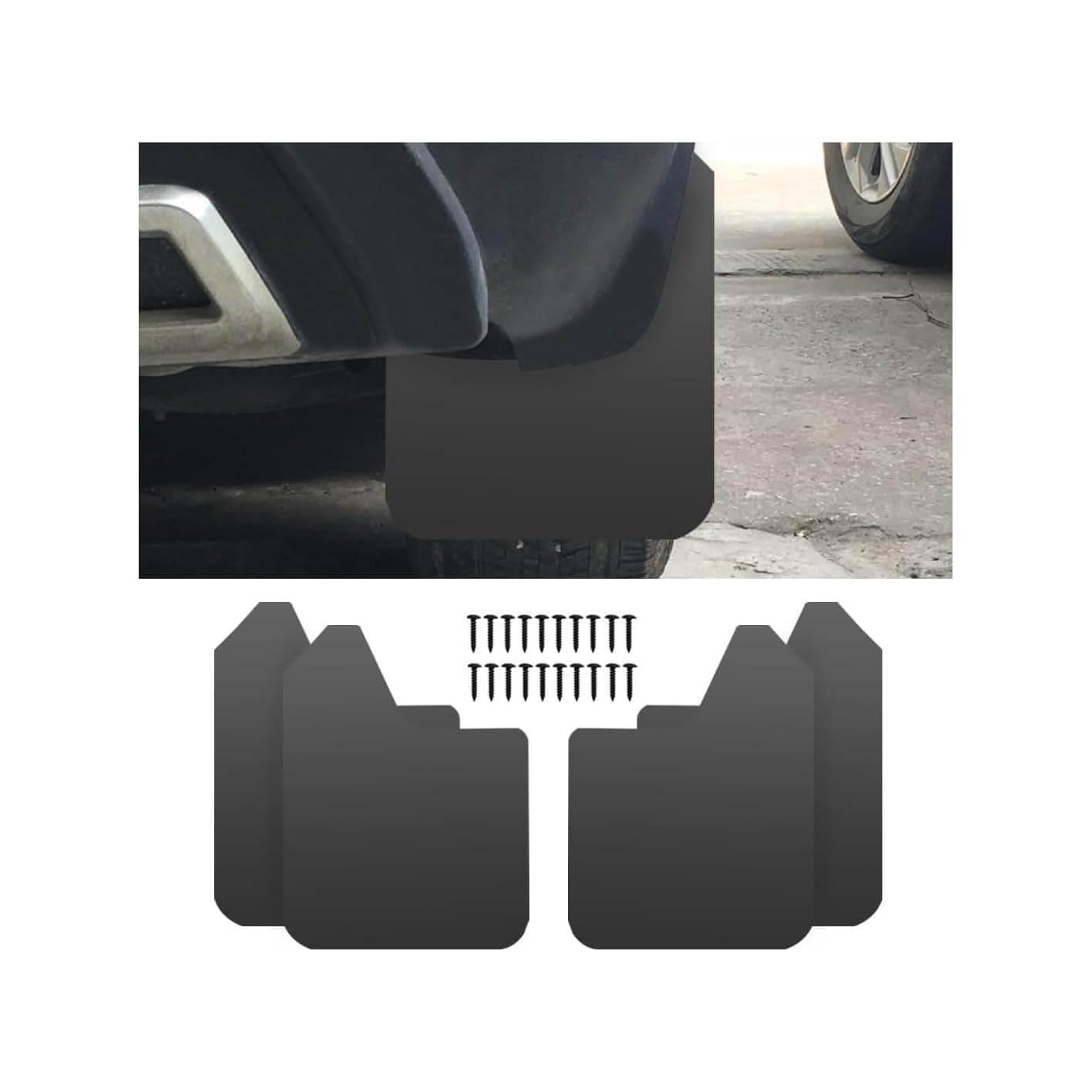 Car Mud Flaps Splash Guards, 4PCS Bendable & Flexible Vehicle Front & Rear Mudflaps Protection with Screws, Automotive Exterior Flares Accessories, Universal for SUV Sedan Truck (Black)