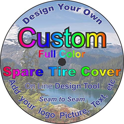 Custom Personalized spare tire cover (SELECT tire size/back up camera option in MENU) Custom sized to any make/model(255/70r18 centered back up camera)