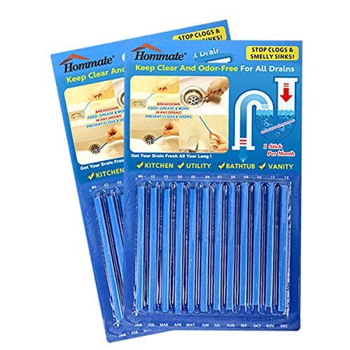 Drain Deodorizer Sticks Drain Sticks Drain Cleaner Sticks Drain Stix Original Blue Unscented Non-Toxic for Kitchen Bathroom Sinks Septic Tank Safe As Seen On TV 24 Pcs
