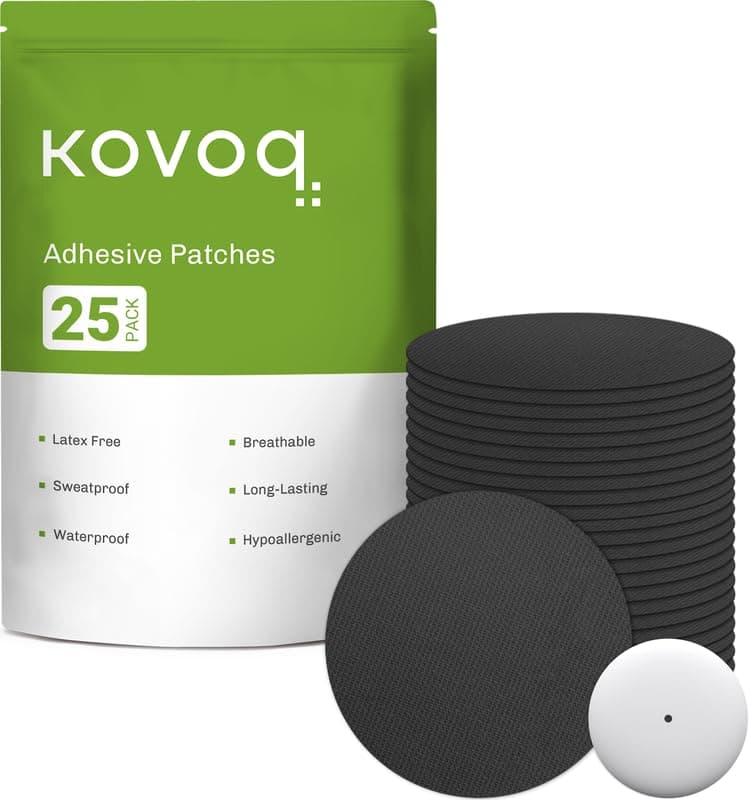 25 Pack Libre 2 Plus Sensor Covers, KOVOQ Freestyle Libre 2 & Lingo CGM Waterproof Patches, Protective Hard Shell Cover, Against Bumps and Scratches, Breathable and Hypoallergenic (Black)