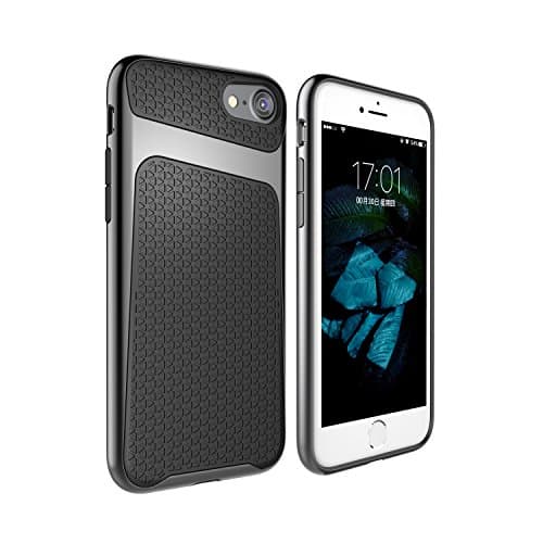 iPhone 7 Plus Case, ToughBox [Grid Series] [Slim Fit] [Ergonomic] [Black | Silver] Textured Pattern Grip Cover for Apple iPhone 7 Plus Case