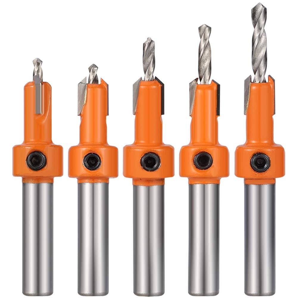 5 Pcs HSS Countersink Drill Bit Set, Woodworking Chamfer Screws Hole Drills Bit for Wood Drilling, Plastic, Drilling Holes£¨2.8mm, 3mm, 3.2mm, 3.5mm, 4mm£©Drill Tools & Accessories