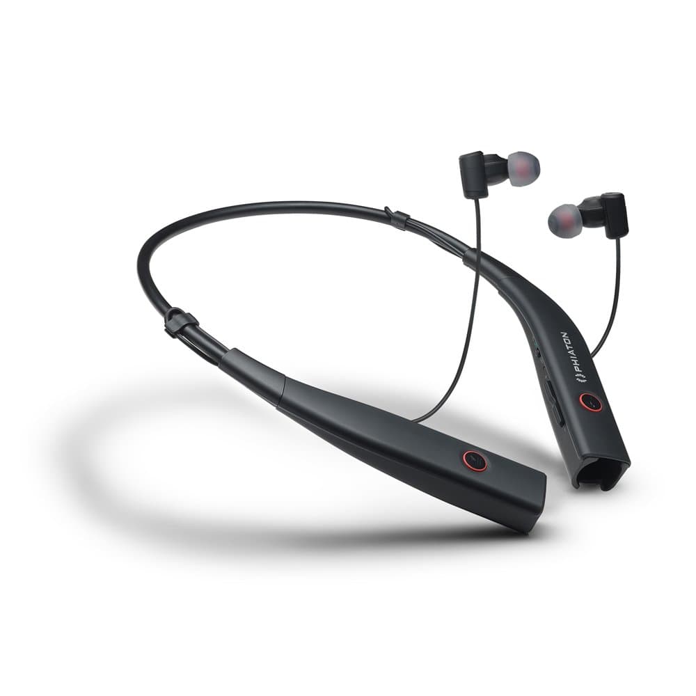 Phiaton BT 100 NC Black Wireless and Active Noise Cancelling Neck Band Style Earphones with Mic