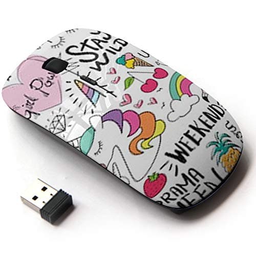 Ergonomic Optical 2.4G Wireless Mouse - Unicorn Ice Cream Pineapple Cherry