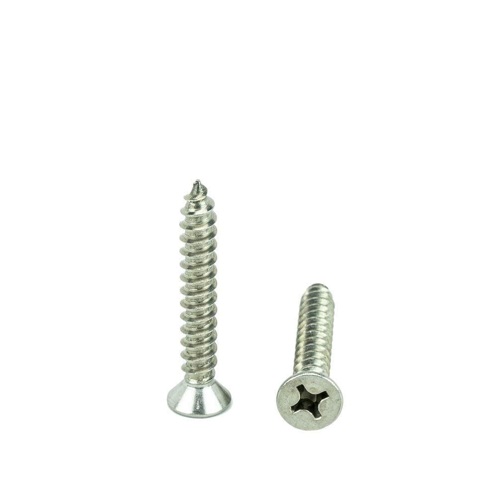 #10 x 1-3/4" Flat Head Phillips Sheet Metal Screws Self Tapping,18-8 Stainless Steel, Full Thread, Qty 100 by Bridge Fasteners