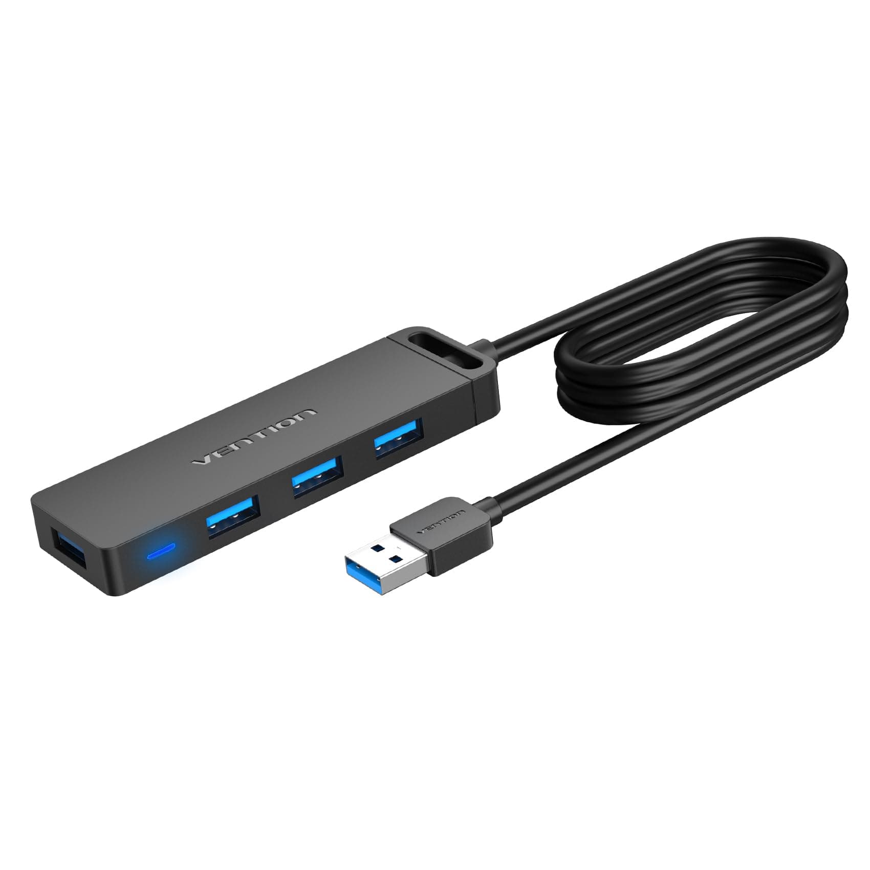 VENTION 4-Port USB 3.0 Hub Ultra-Slim Data USB Splitter [Charging Supported] Compatible with MacBook, Laptop, Surface Pro, PC, Flash Drive, Mobile HDD (USB A, 1 Meter)