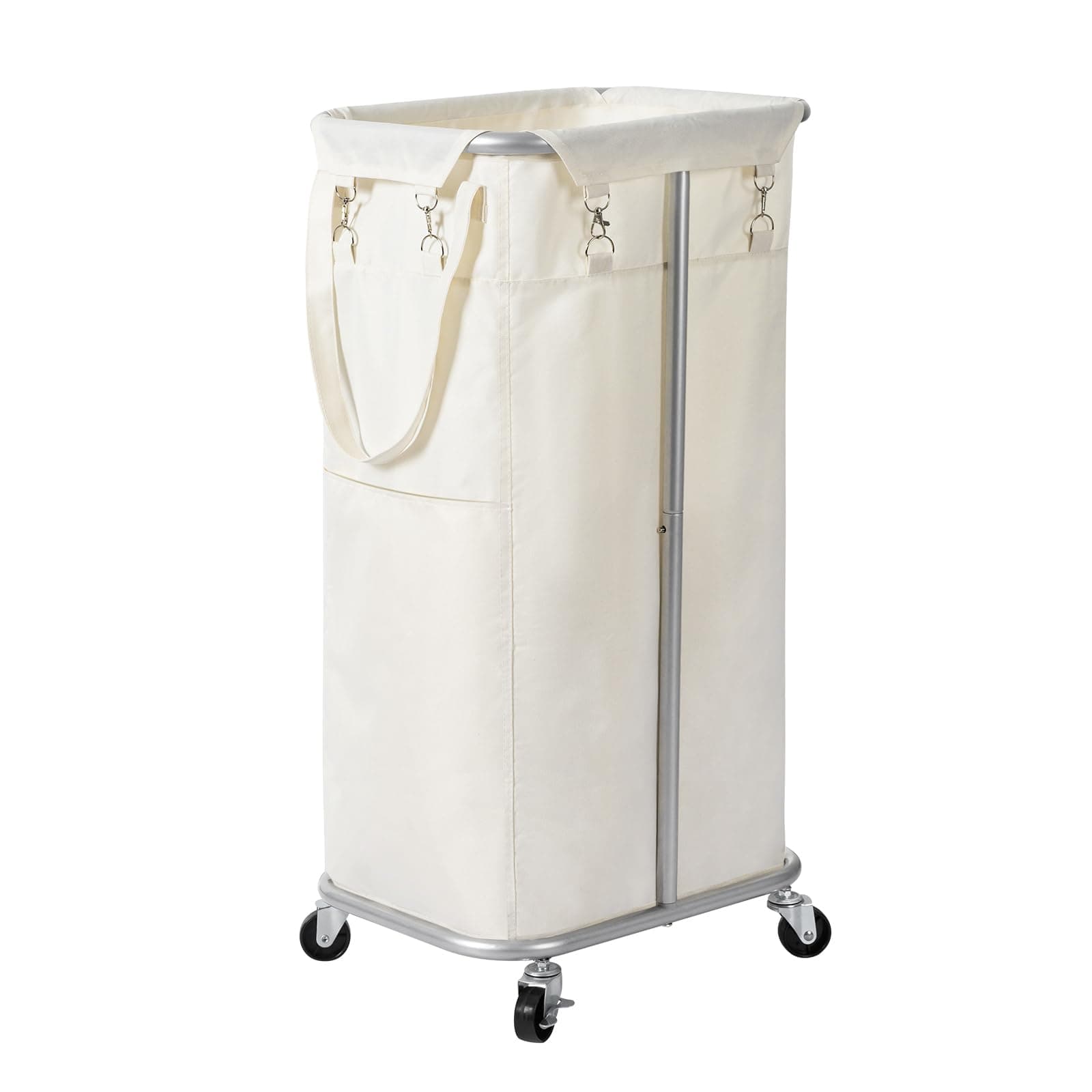 WOWLIVE 100L Rolling Laundry Hamper with Wheels Large Laundry Basket Organizer Laundry Cart with Steel Frame and Removable Bag Foldable Tall Dirty Clothes Hamper Dorm Room Storage for Bedroom (Beige