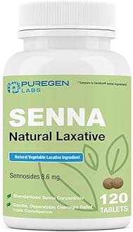 P Puregen Labs "Senna 8.6 Mg Tablets (120 Count), Natural Senosides Vegetable Laxative For Constipation, Inflammation, Gas, Irregularity Relief