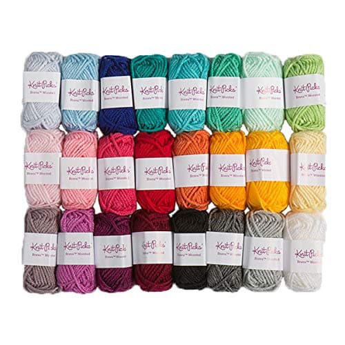 Knit Picks Brava Mini Pack Worsted Premium Acrylic Yarn - 24 Pack (10g Minis, Rainbow)