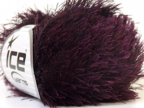 Maroon Eyelash Yarn 50 Gram Ice 22764