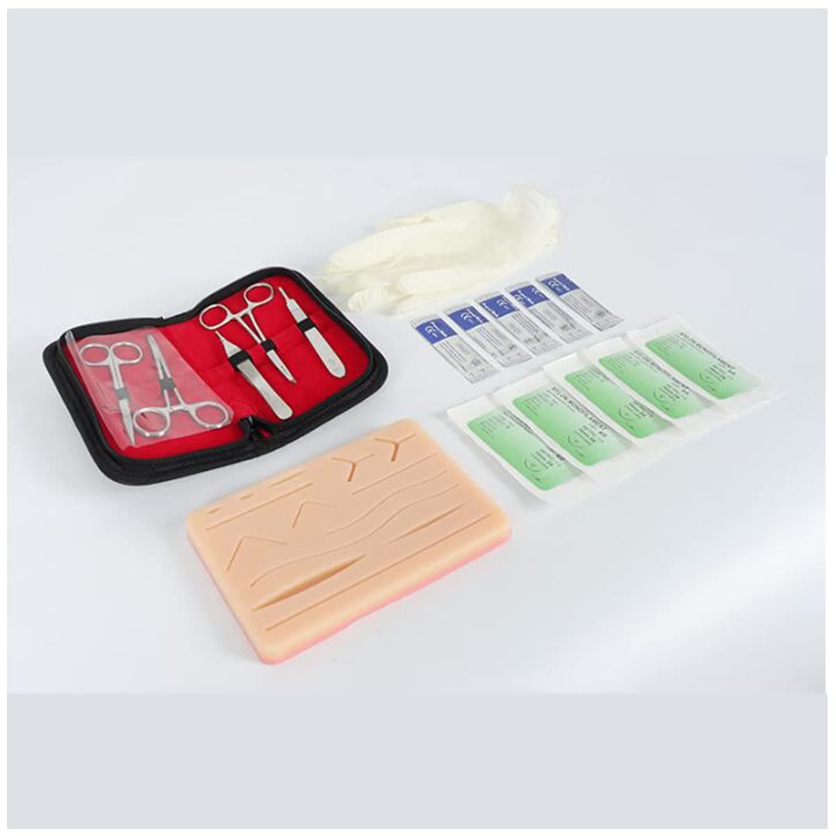Wound Suture Practice Kit, Medical Student Wound Suture Kit, Suture Practice Skin Model Needle Holder Medical Training Kit, Wound Suture Practice Teaching Aids,Style 1