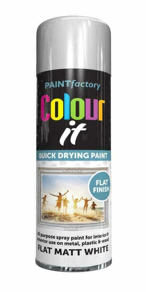 SuperGift.com 2x Flat White Matt All Purpose Aerosol Spray Paint 250ml Quick Drying Spray, Fast Dry and Excellent Coverage for Metal, Wood, Plastic and More by Diva Gift