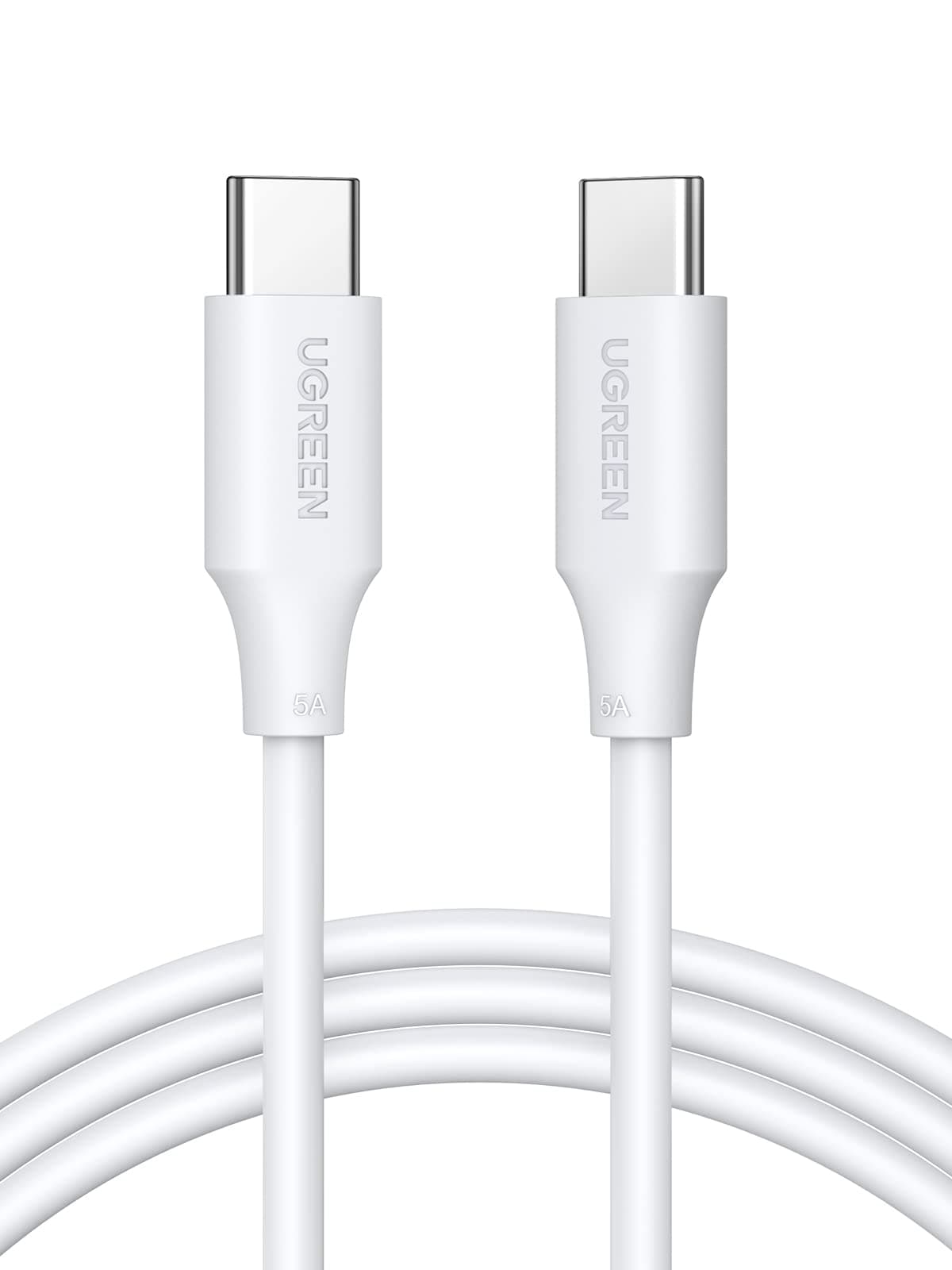UGREEN USB C Cable 100W 1.5M, Fast Charging Cord PVC PD Fast Charge Type C Cable for iPhone 17/16/15, MacBook Air, iPad Pro, Samsung Galaxy S25 Ultra/24/23, Pixel,USB C Charger White