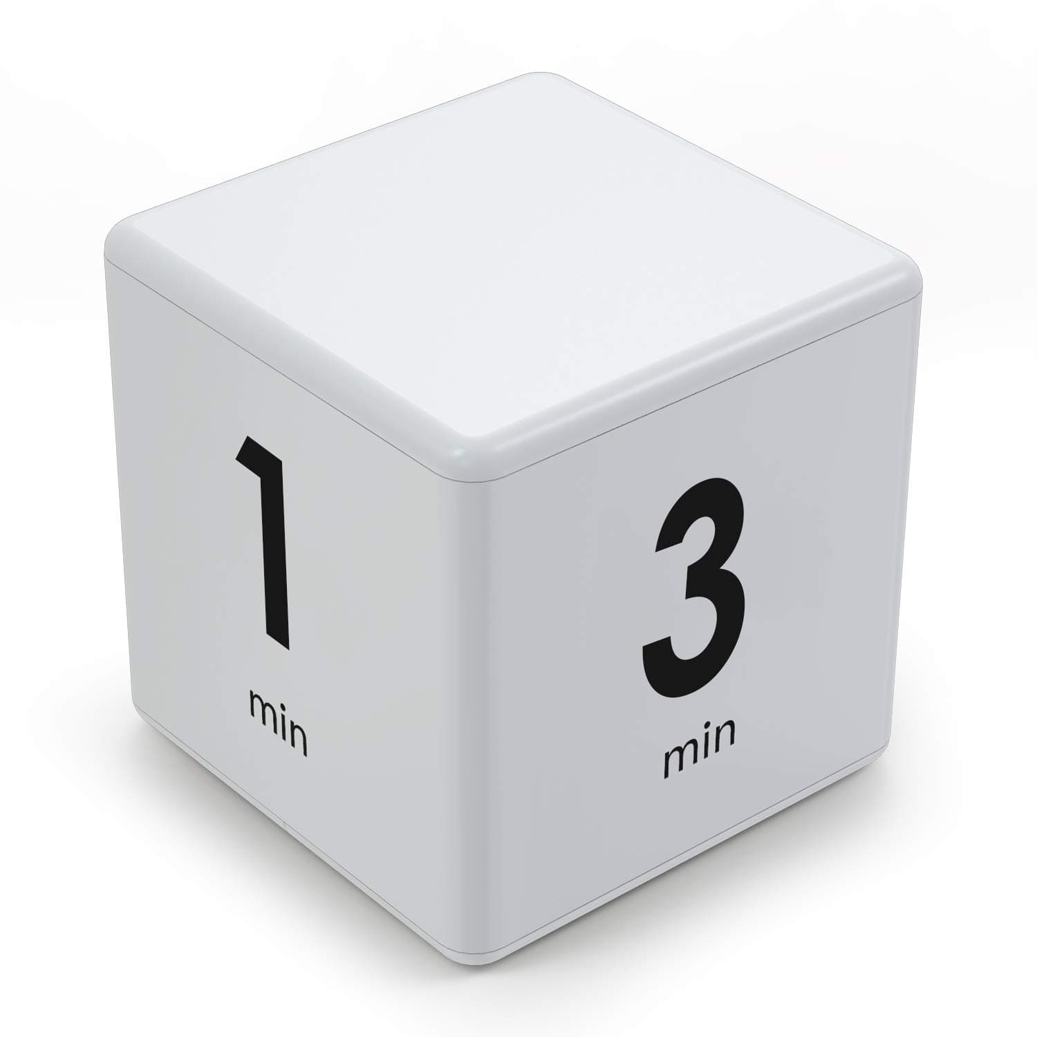 Cube Timer, Preset Timer for Kitchen, Work, Exercise, Games, Sports - 1-3-5-10 Minutes, White