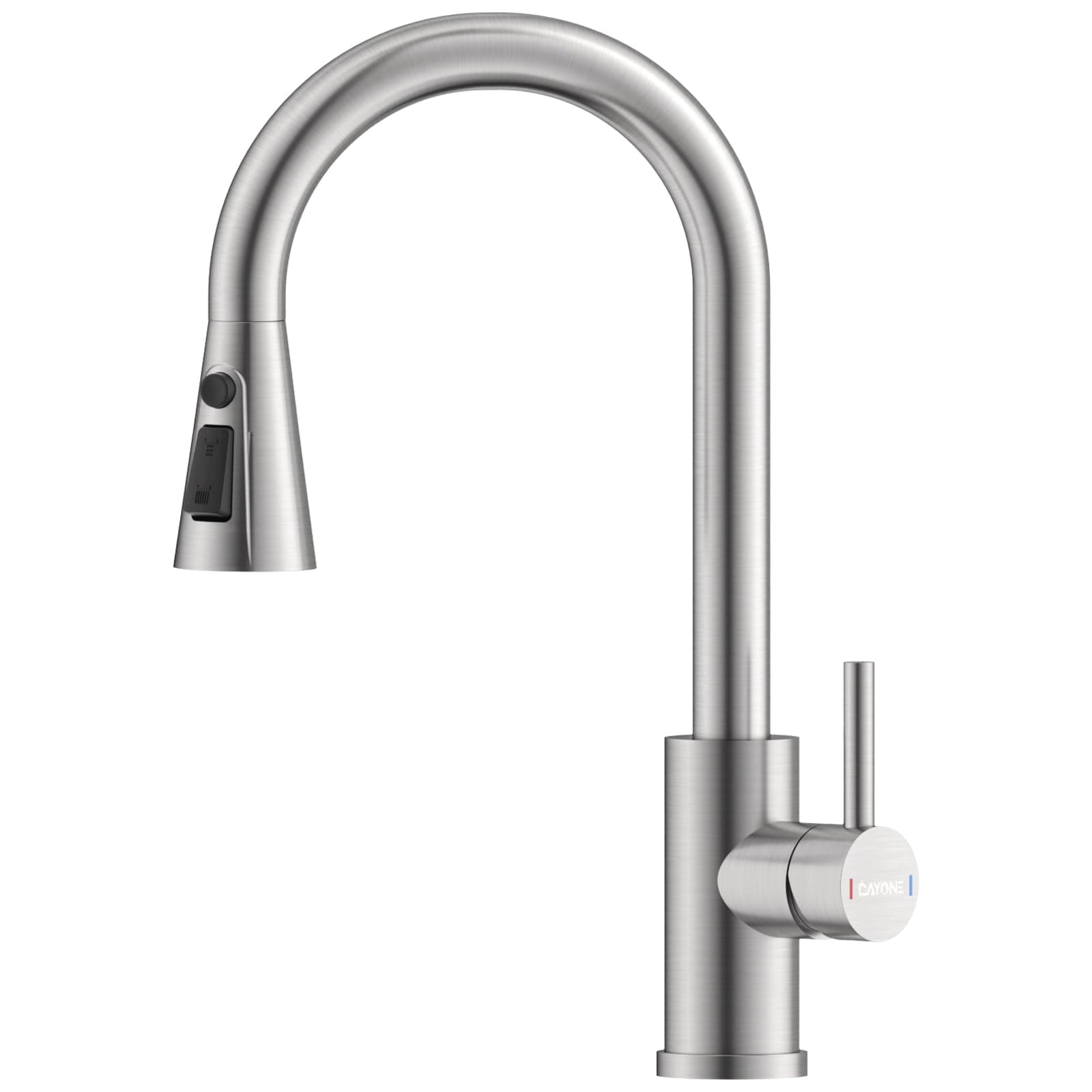 Kitchen Faucet Mixer with Pull Down Sprayer Brushed Nickel, Kitchen Tap with 3 Water Modes for Sink, Single Handle High Arc Kitchen Faucets Stainless Steel