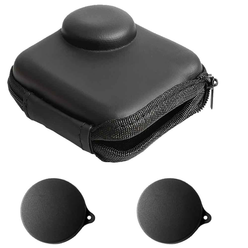 Mini Storage Bag Case for GoPro MAX/Max 2025 Waterproof 360 Camera + Rubber Lens Cap Cover with Keeper, Carrying Portable Boxes Accessory for Go pro Max [2+1 Pack]