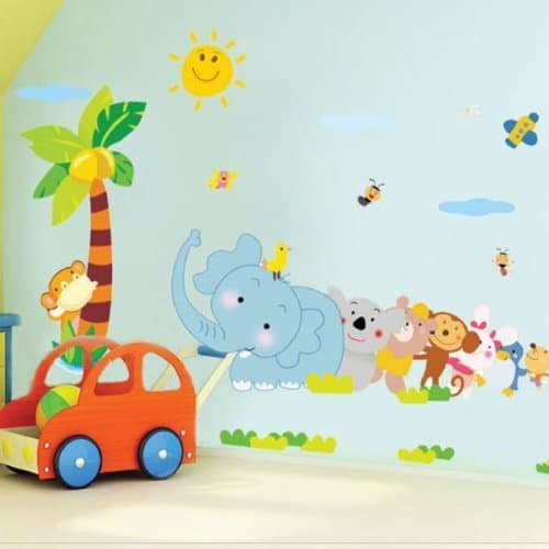 1 X Toprate(TM) Monkey Birds and Elephant Rabbit Bear Animal World Removable DIY Wall Sticker Decal for Baby Nursery Kids Room