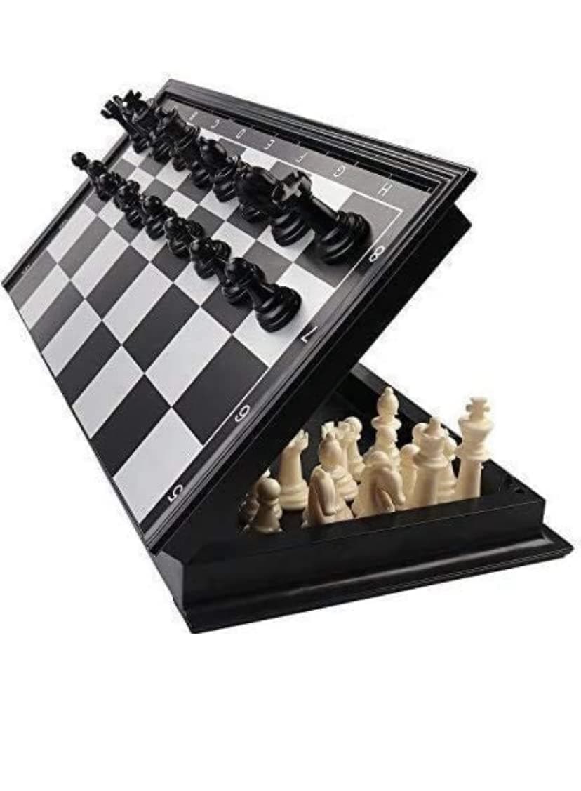 Storio Folding Smooth Surface Magnetic Chess Board Black and White Set Magnetic Indoor Games Size 10 Inch
