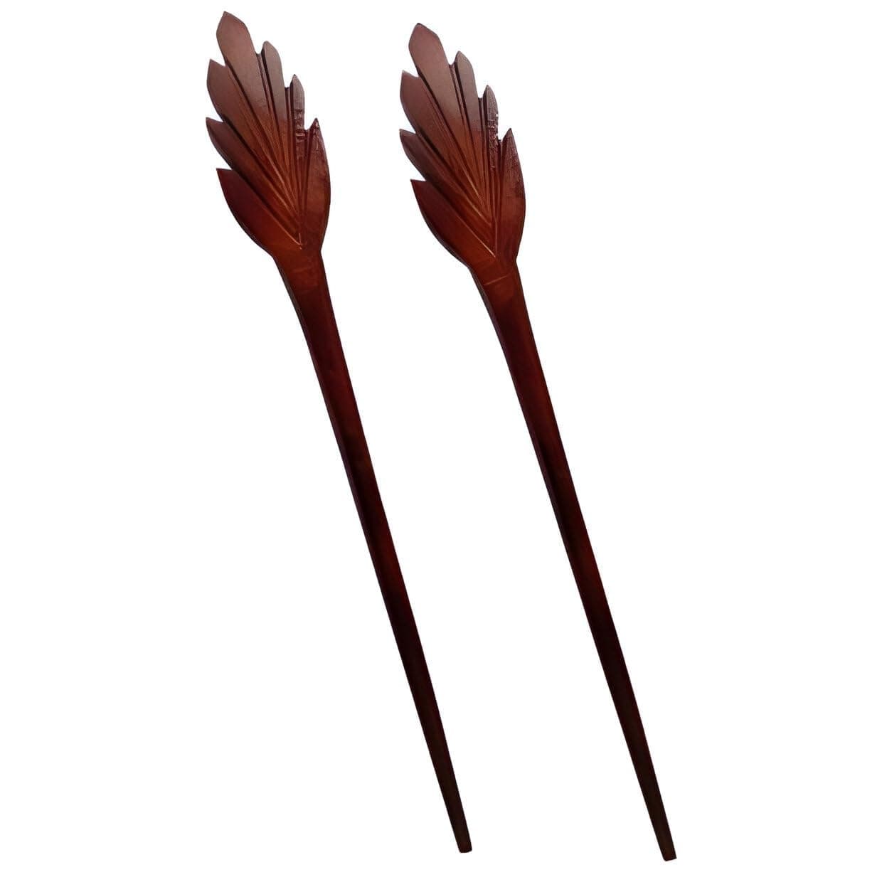 Salvus APP SOLUTIONSMaple Leaf Design Marble Made Long Hair Stick/Juda Pin Set for Women & Girls (Brown Color)