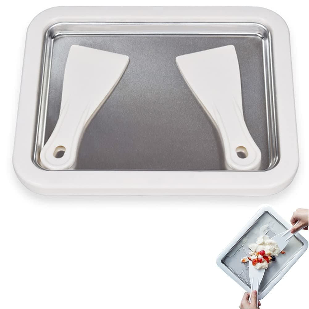 ice cream maker with two spatulas Ice cream roller pan Suitable for parent-child interaction DIY ice cream Frozen yoghurt maker Sorbet Ice cream maker Reverse fryer rolled ice cream