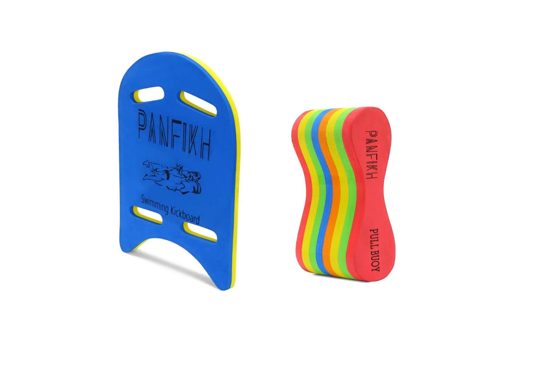 Swimming Kickboard with Pull Buoy Combo Pack (Blue+Yellow) - Perfect for Beginners, Made with Eva Foam for Buoyancy Aid