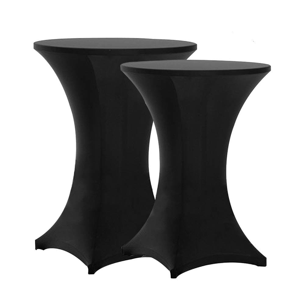 Tina 2 Pack 32x43 Inch Highboy Spandex Cocktail Table Covers Black, Cocktail Table Spandex Covers, Fitted Stretch Cocktail Tablecloth for Round Tables (2PC 32x43 Black)