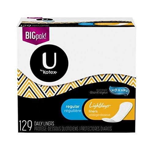 U by KotexLightdays Panty Liners, Regular, 129 Count (Pack of 2)