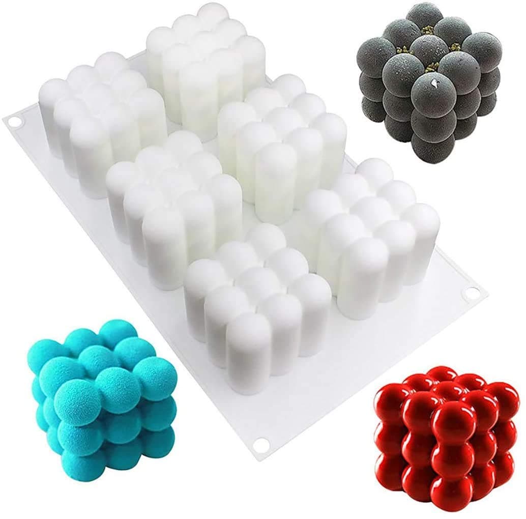 ALUXON 6-Cavity 3D Cube Silicone Candle Mold