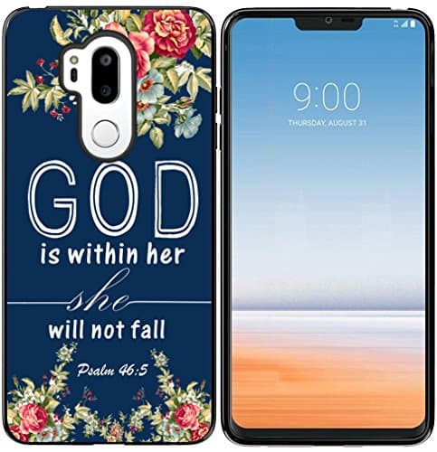 G7 ThinQ Case, Hungo Soft TPU Silicone Protective Cover for Compatible with LG G7 ThinQ Bible Verses Christian Sayings God is Within Her She Will Not Fall Psalm 46:5