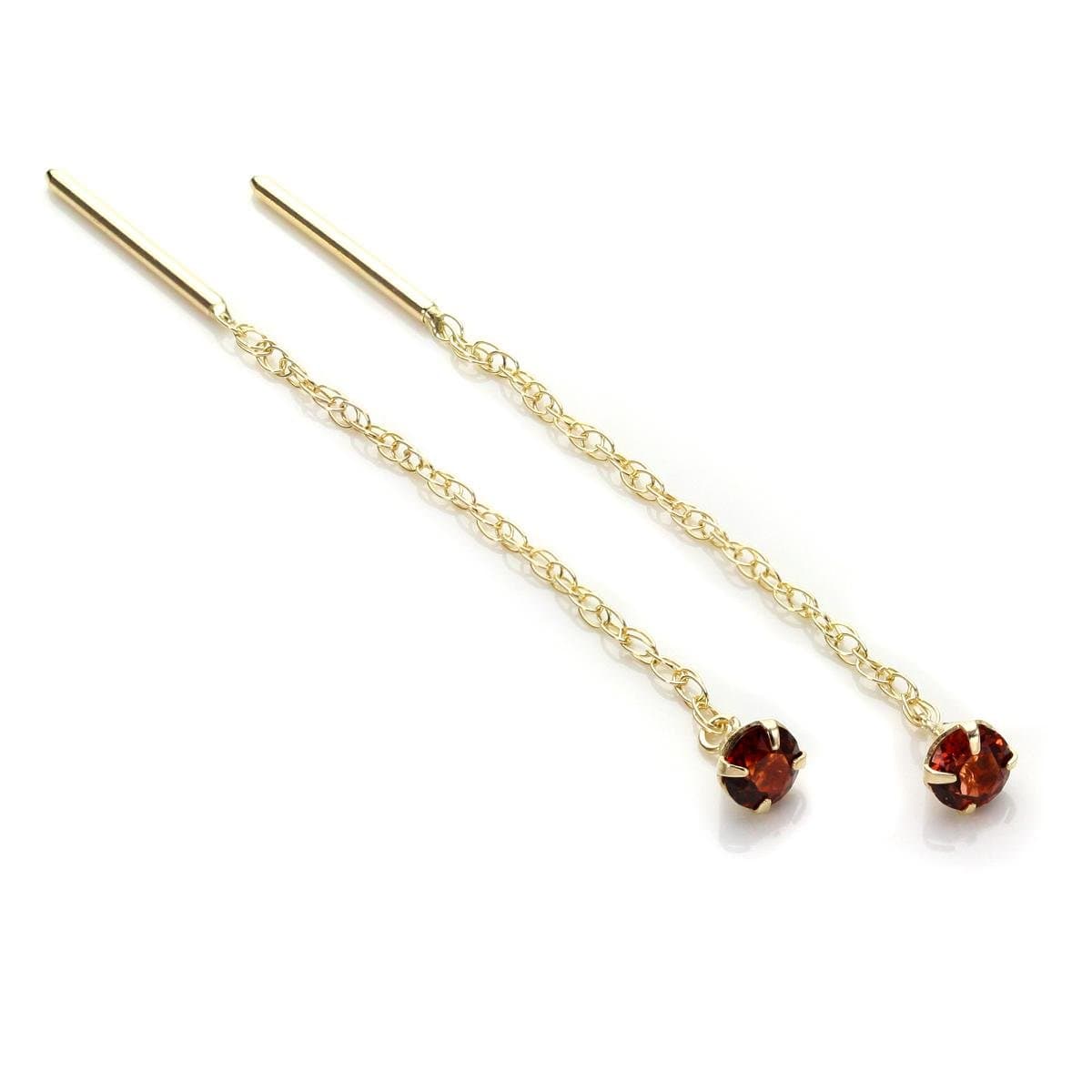 9ct Yellow Gold 3.5mm Garnet Gemstone Pull Thru Earrings/Studs