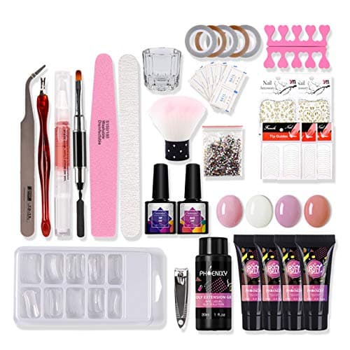 Polygel Nail Kit, Phoenixy Poly Nail Extension Gel Kit Poly Extension Gel 36W Lamp Enhancement Builder Gel Set with Nail
