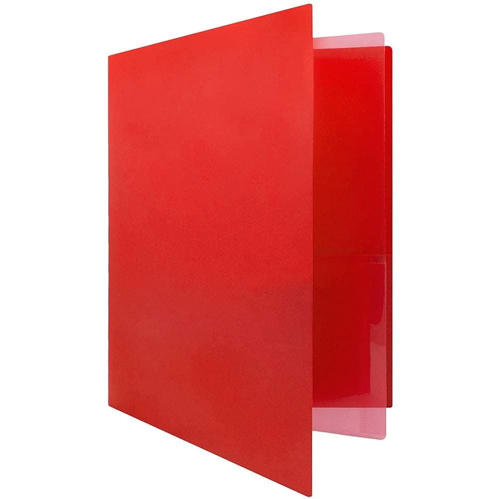 JAM PAPER Heavy Duty Plastic Multi Pocket Folders - 4 Pocket Organizer - Red - 2/Pack