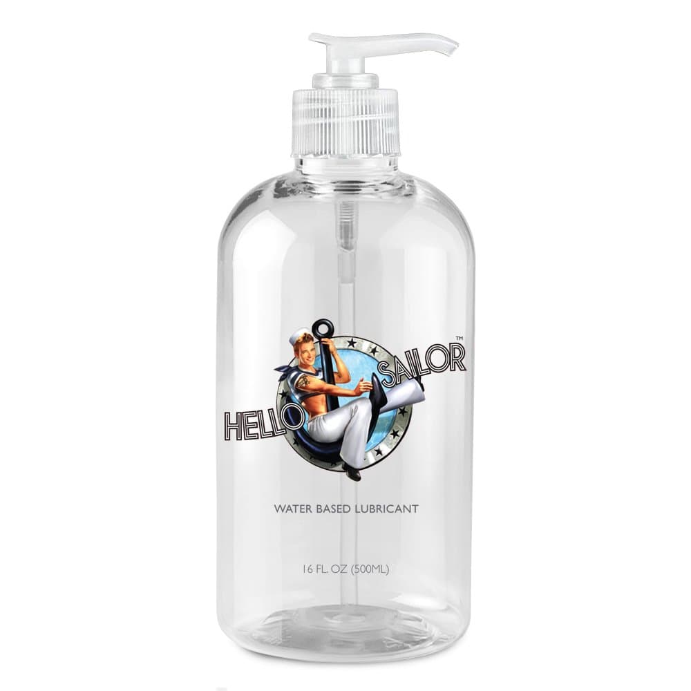 Hello Sailor Water-Based Personal Lubricant, Long-Lasting Non-Staining Lube, Hypoallergenic, Toy-Safe, Easy Clean-Up, Unscented Formula for Men, Women & Couples, Made in USA, 16 Fl Oz