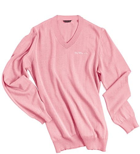 DE MARCHI - HERITAGE PULLOVER - PINK Soft Cotton V Neck T-Shirt Medium