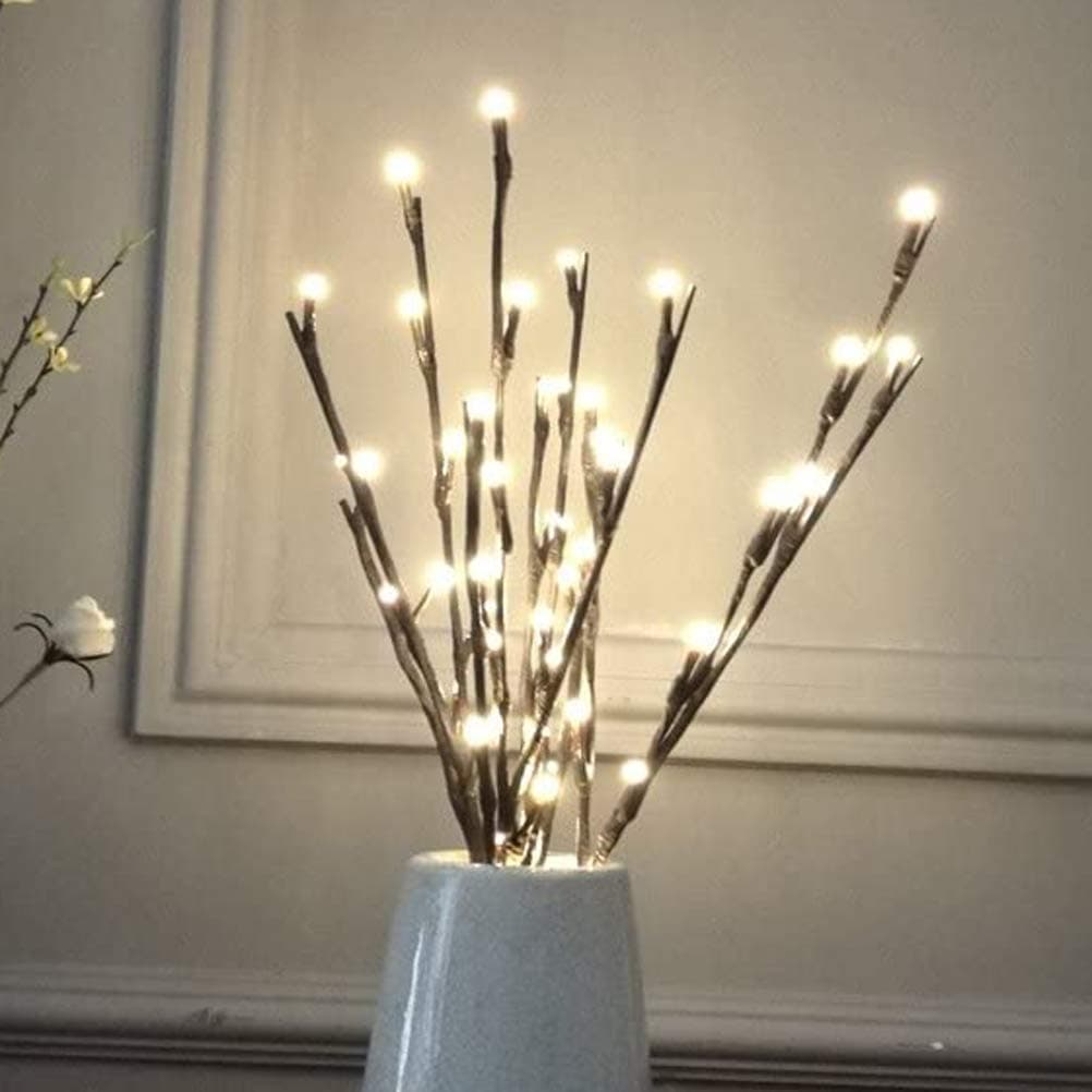 BABALI Lighted Artificial Branches 20 Inches 48 Led Battery Operated Decorative Branches Willow Lighting Twig Branch Lights Warm White Crafts with Timer